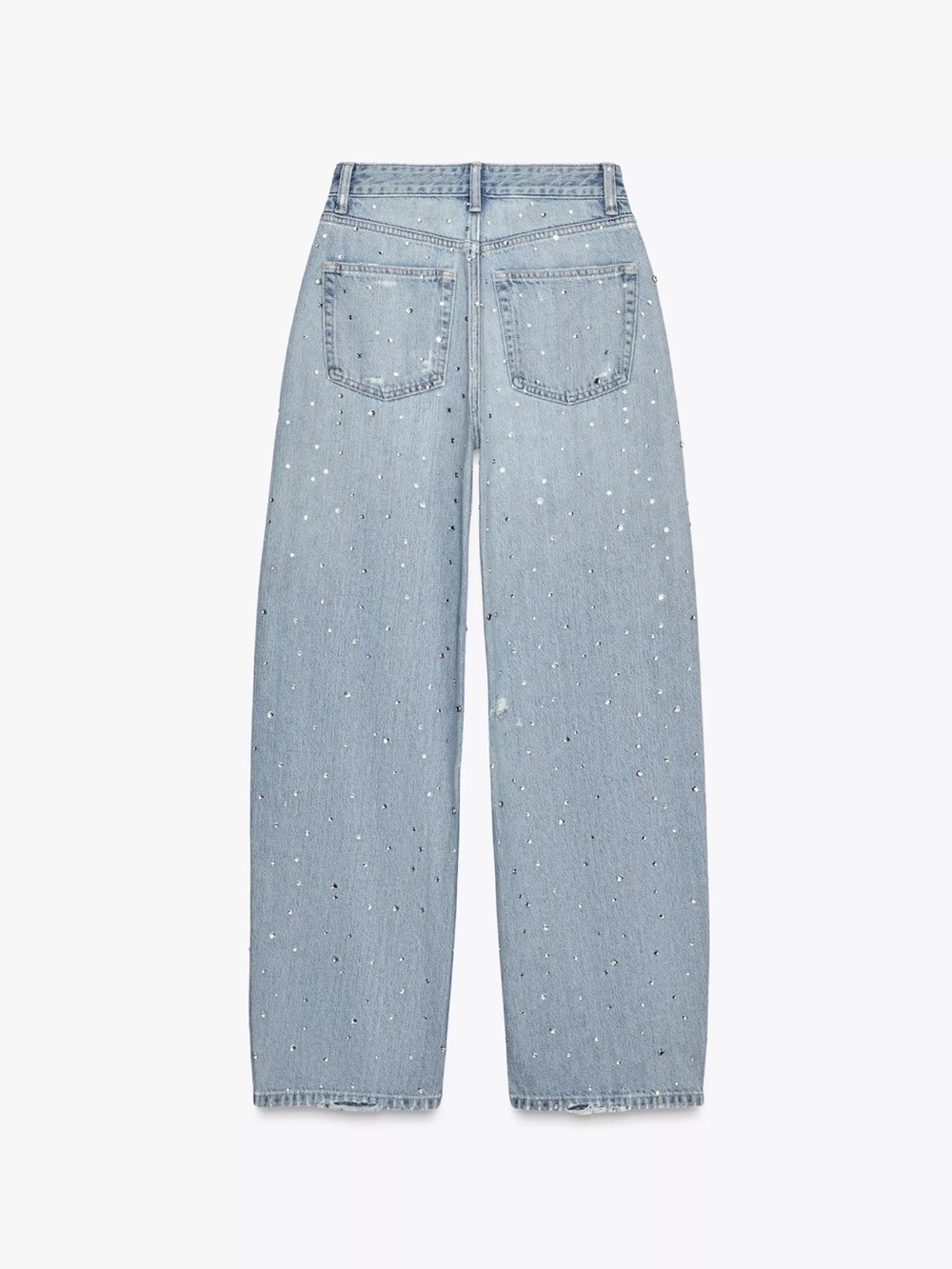 Zara Light Blue Wide-Leg Jeans with Rhinestone Scatter - Picture 2 of 4